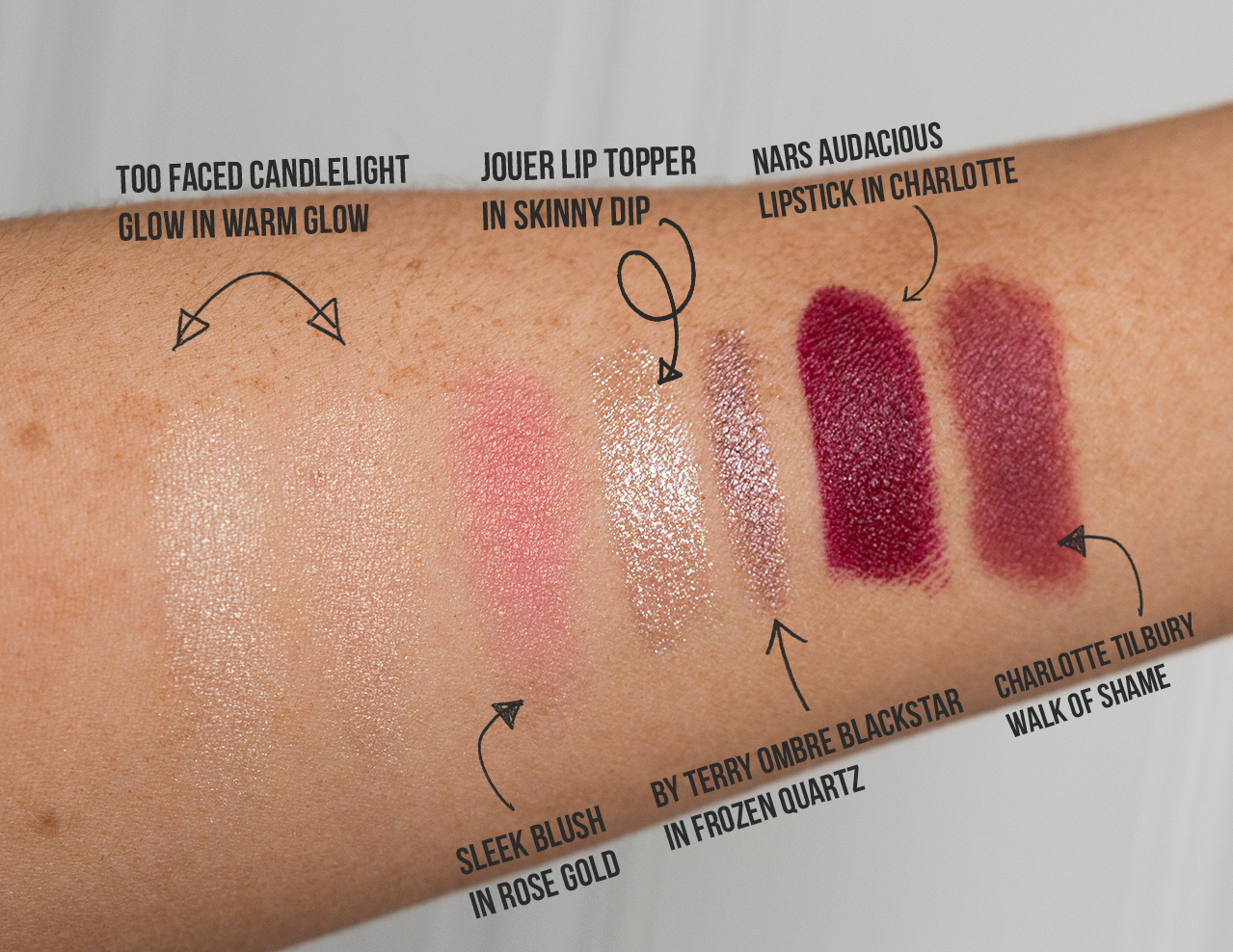 date night makeup swatches
